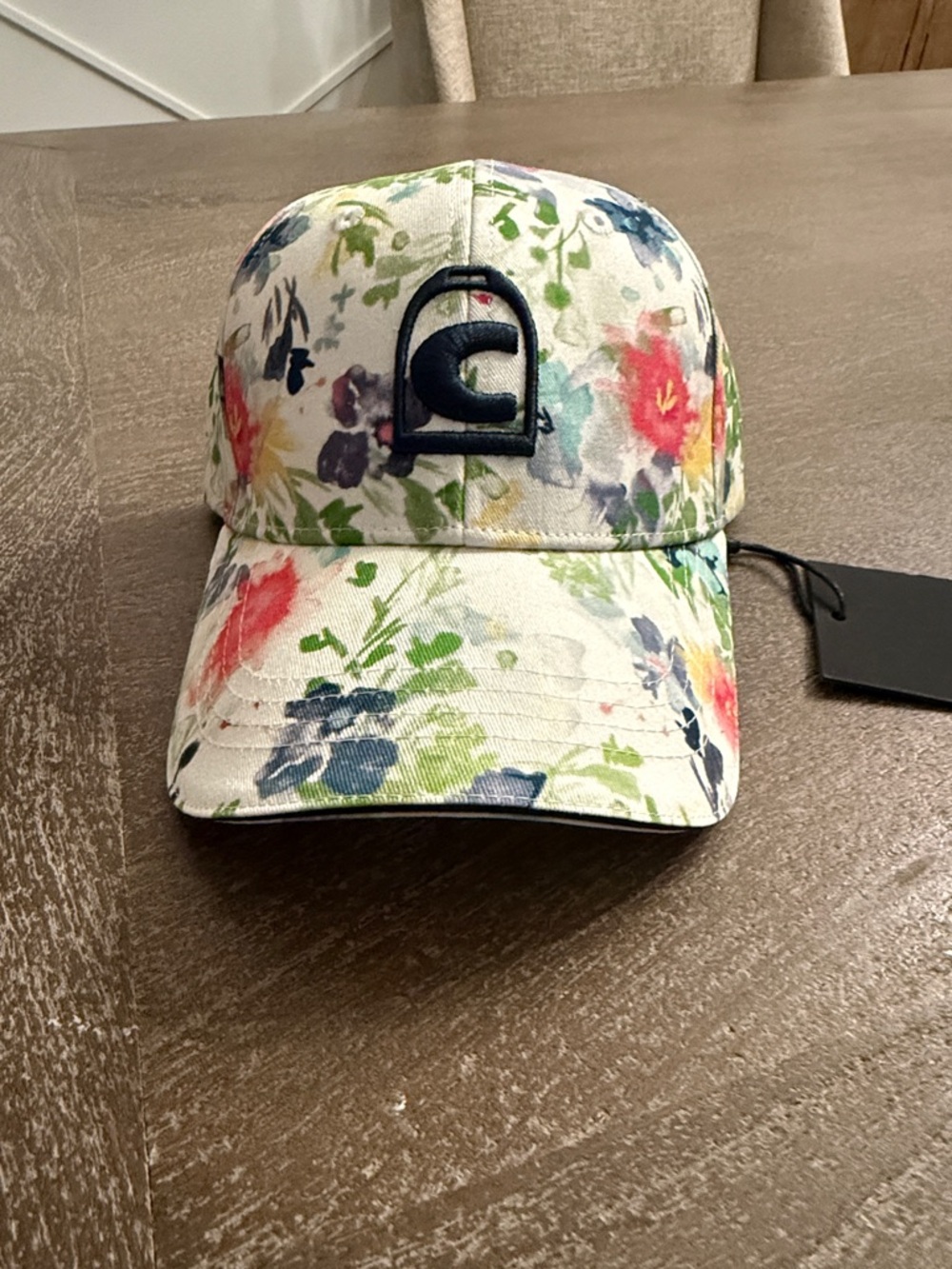 Floral Equestrian baseball Cap with Embroidered C Logo